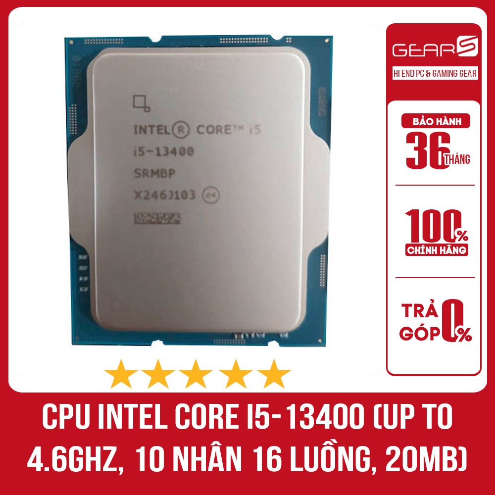 CPU INTEL CORE I5-13400 (UP TO 4.6GHZ, 10 NHÂN 16 LUỒNG, 20MB CACHE, 65W)