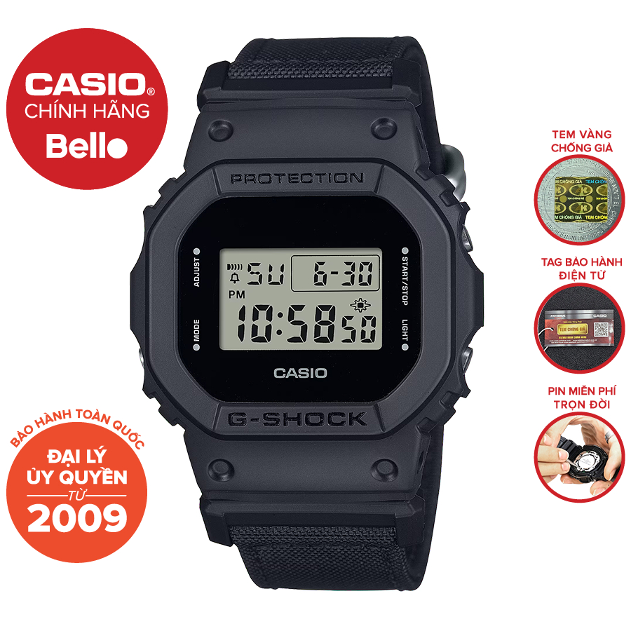 Đồng hồ Nam dây dù Casio G-Shock DW-5600BCE-1HDR chính hãng bảo hành 5 năm Pin tọn đời