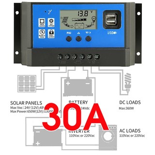 Điều khiển sạc năng lượng mặt trời 12v 30A 24v 30A LOẠI 1 ĐỦ CÔNG SUẤT,tự nhận bình