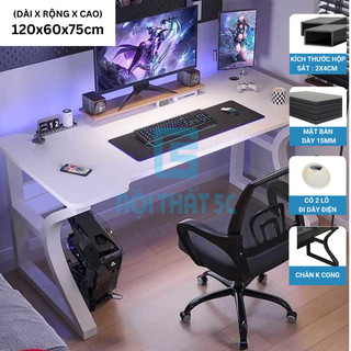 Bàn gaming, bàn làm việc chân K cong Nội Thất 5C phù hợp nhiều không gian, hiện đại chắc chắn tháo lắp dễ dàng
