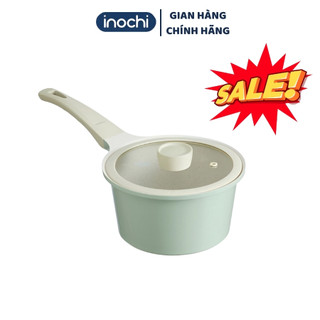 Nồi nấu cháo cho bé ăn dặm inochi cao cấp, nồi quánh bột chống dính cán dài vân đá omi nhôm đúc nguyên khối