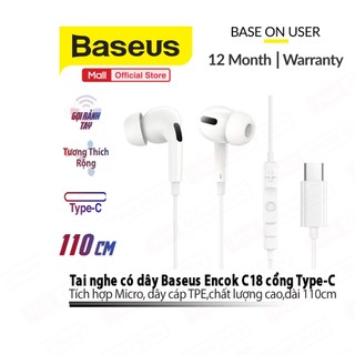 Tai nghe có dây chân cắm Type-C Baseus Encok C18 ,tích hợp Micro dùng cho Android  dài 110cm