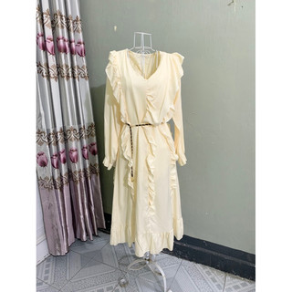<si tuyển> Váy đầm phối bèo dáng dài tiểu thư/ buổi tiệc/  đẹp vô cùng