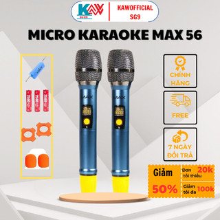 Micro không dây đa năng MAX 56 thế hệ mới, hát nhạy, chống hú rít, Tích hợp cổng sạc, Tiện lợi mang đi picnic