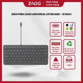 Bàn phím ZAGG Universal Keyboard 12 inch/Mid size/Full size - Bảo hành 1 Năm