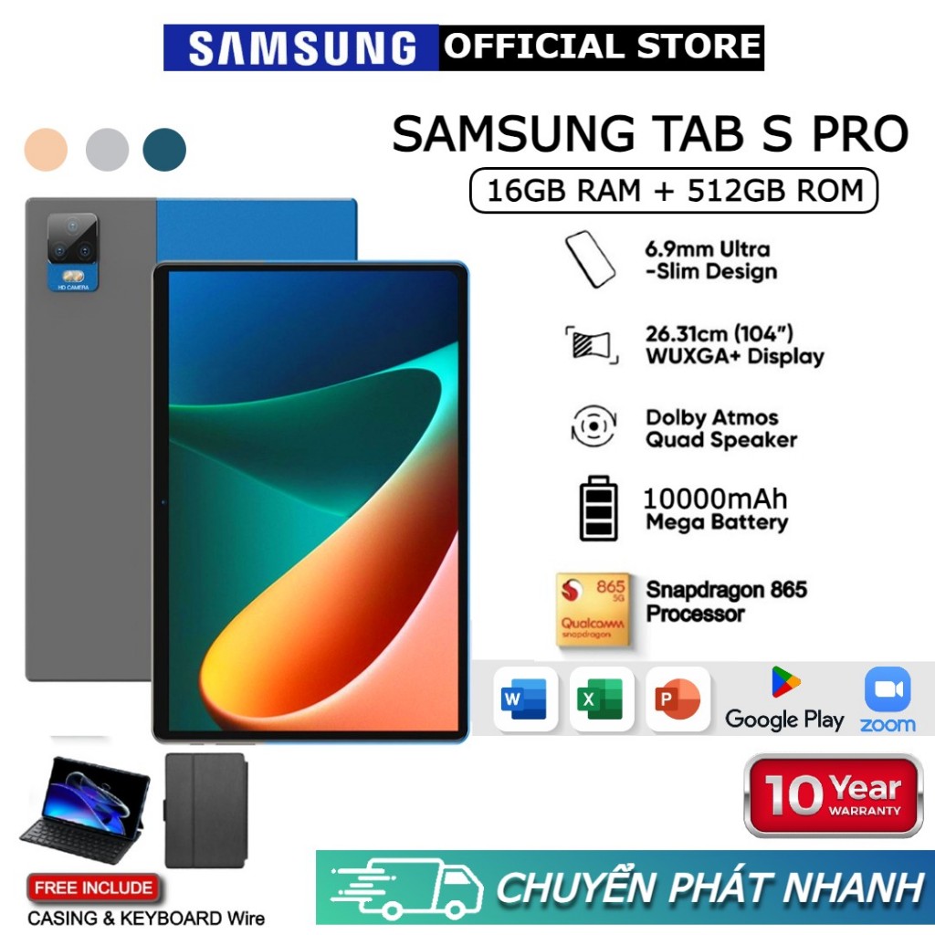 Máy Tính Bảng 5G Samsung Galaxy TAB S Máy tính bảng 12 inch 16GB + 512GB Máy tính bảng học tập cho máy tính b