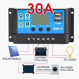 Bộ điều khiển sạc năng lượng mặt trời 30A 12v 24V loại 1