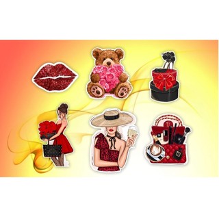 Set giấy cô gái túi xách và hoa hồng nd