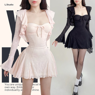 YURIN - Set đầm kèm khoát bèo thun ren cao cấp, SẴN MUSH ngực siêu xinh, style tiểu thư
