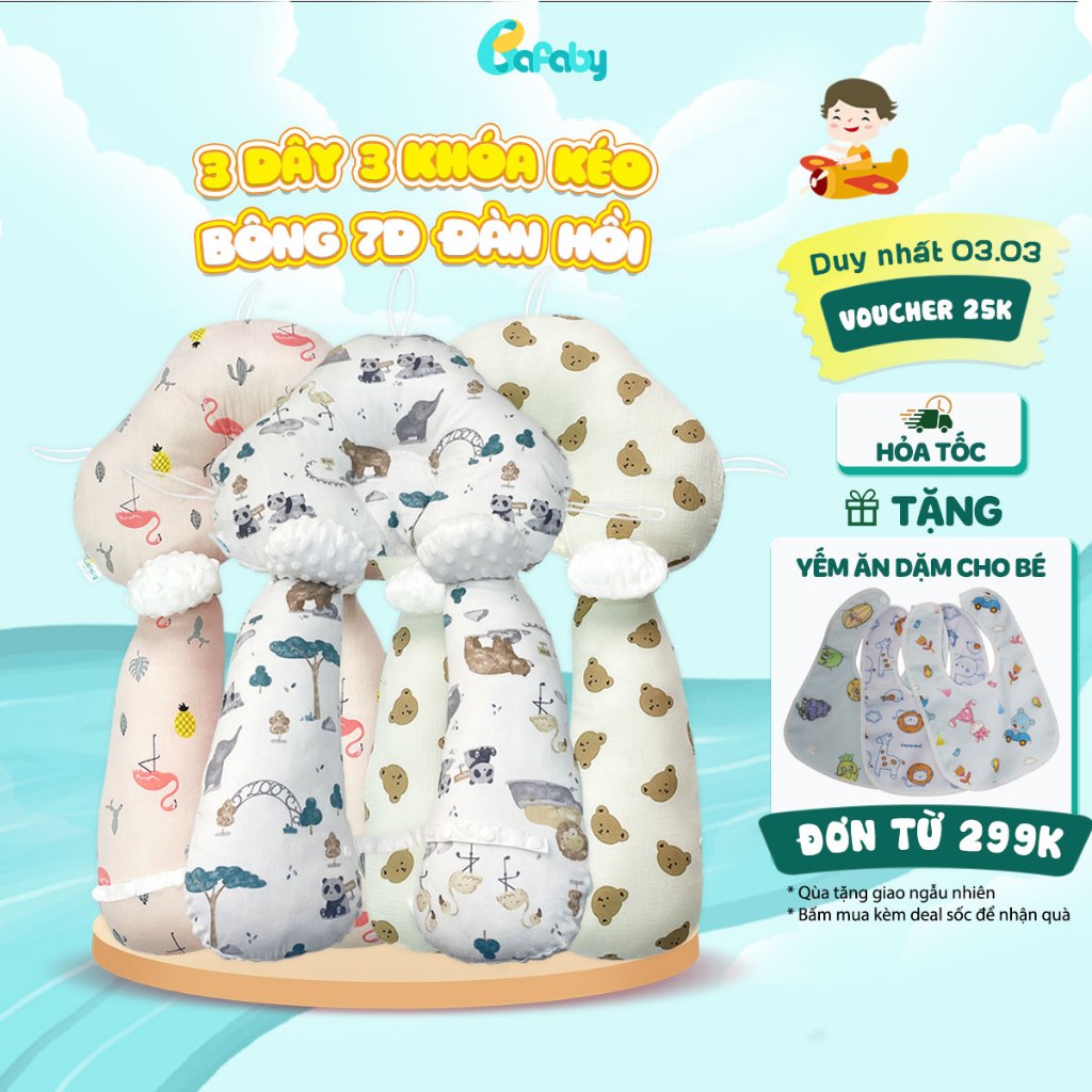 Gối Chữ U Cho Bé Sơ Sinh Chống Giật Mình Chống Bẹp Đầu Có Dây Rút Điều Chỉnh Bafaby - 305