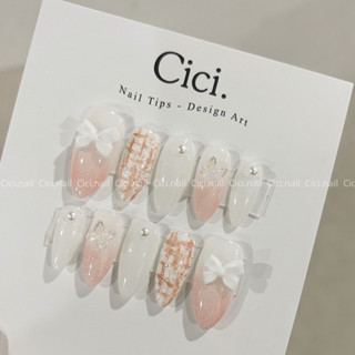 🌷CICI.NAILBOX🌷 Nailbox Thiết Kế Thạch Mix Hồng Kẻ Dạ Nơ By Cici C94