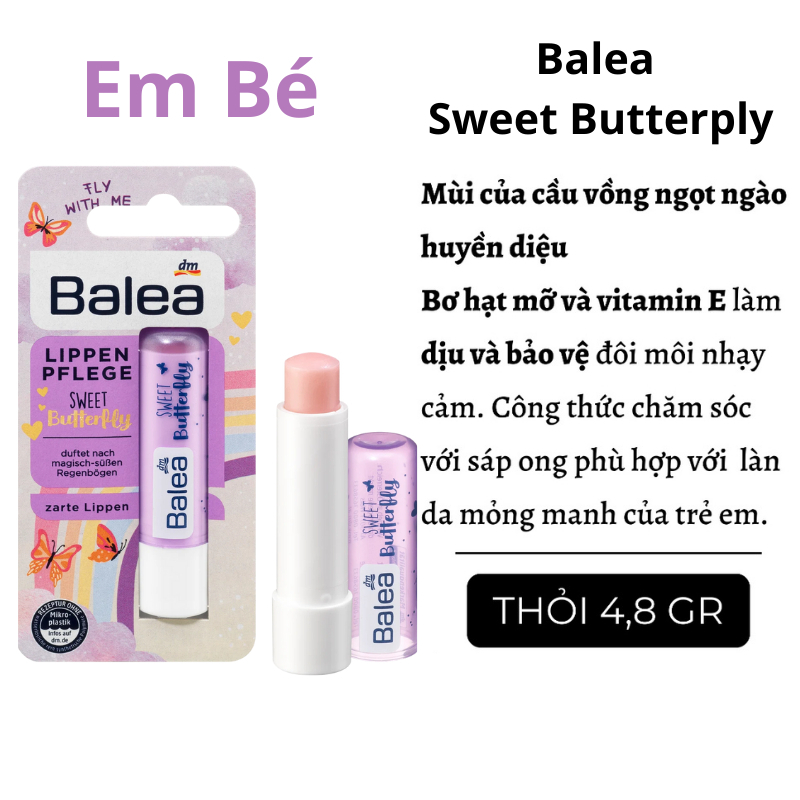 Balea Lippenpflege Son dưỡng môi chuyên sâu cho trẻ em Đức, (4.8g)