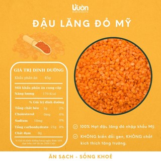 Đậu lăng đỏ hữu cơ tách vỏ, không biến đổi gen - red lentils vườn organic 500gr