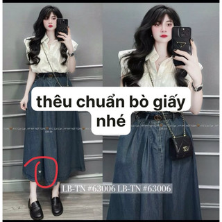 Chân váy Jean xếp ly dáng dài