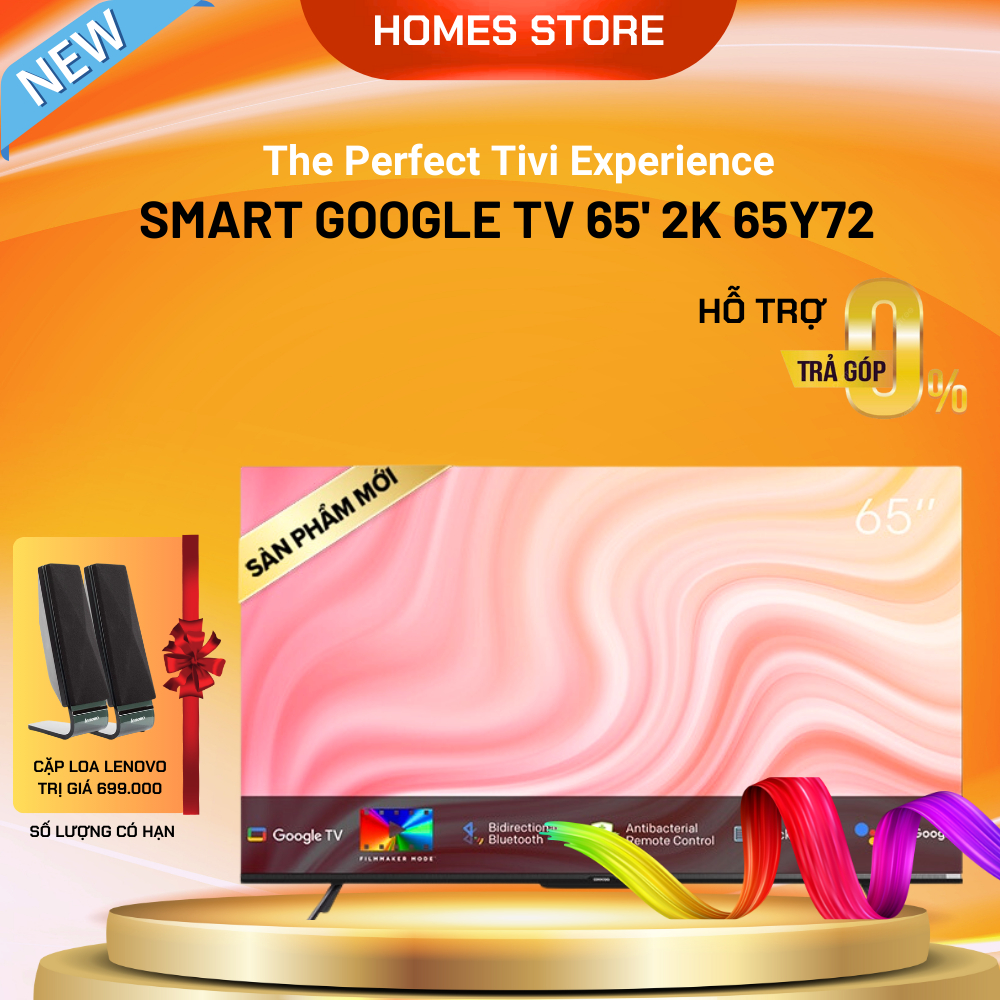 Tivi Coocaa 65 Inch 4K Google Tivi - Model 65Y72 - Điều Khiển Giọng Nói - Bảo Hành 24 Tháng