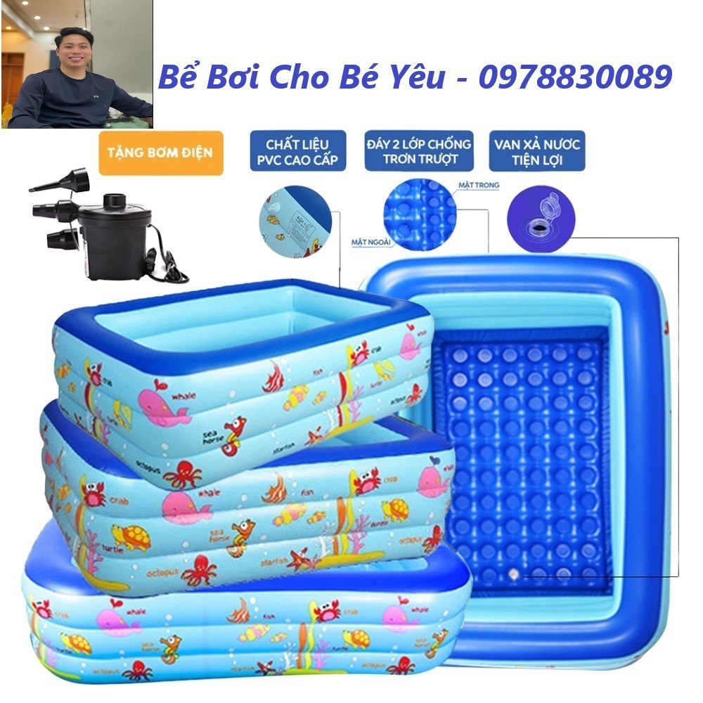 Bể Bơi, Phao Bơi Cho Các Bé Size 1m2 1m3 1m5 1m8 2m1 Đáy 2 Lớp Chống Trơn