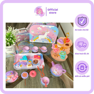 Đồ chơi trà bánh Pony , Kuromi nhiều chi tiết , bộ ấm chén và tháp bánh bằng nhôm siêu bền cho bé