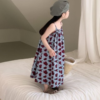 Váy 2 dây cotton dáng chữ A cho bé gái