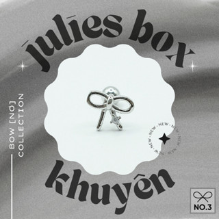   1 Chiếc   BẤM  Khuyên Tai Nơ Collection No.3 Đính Đá Màu Bạc Không Gỉ Sét Bông Tai Unisex Julies Box 66 