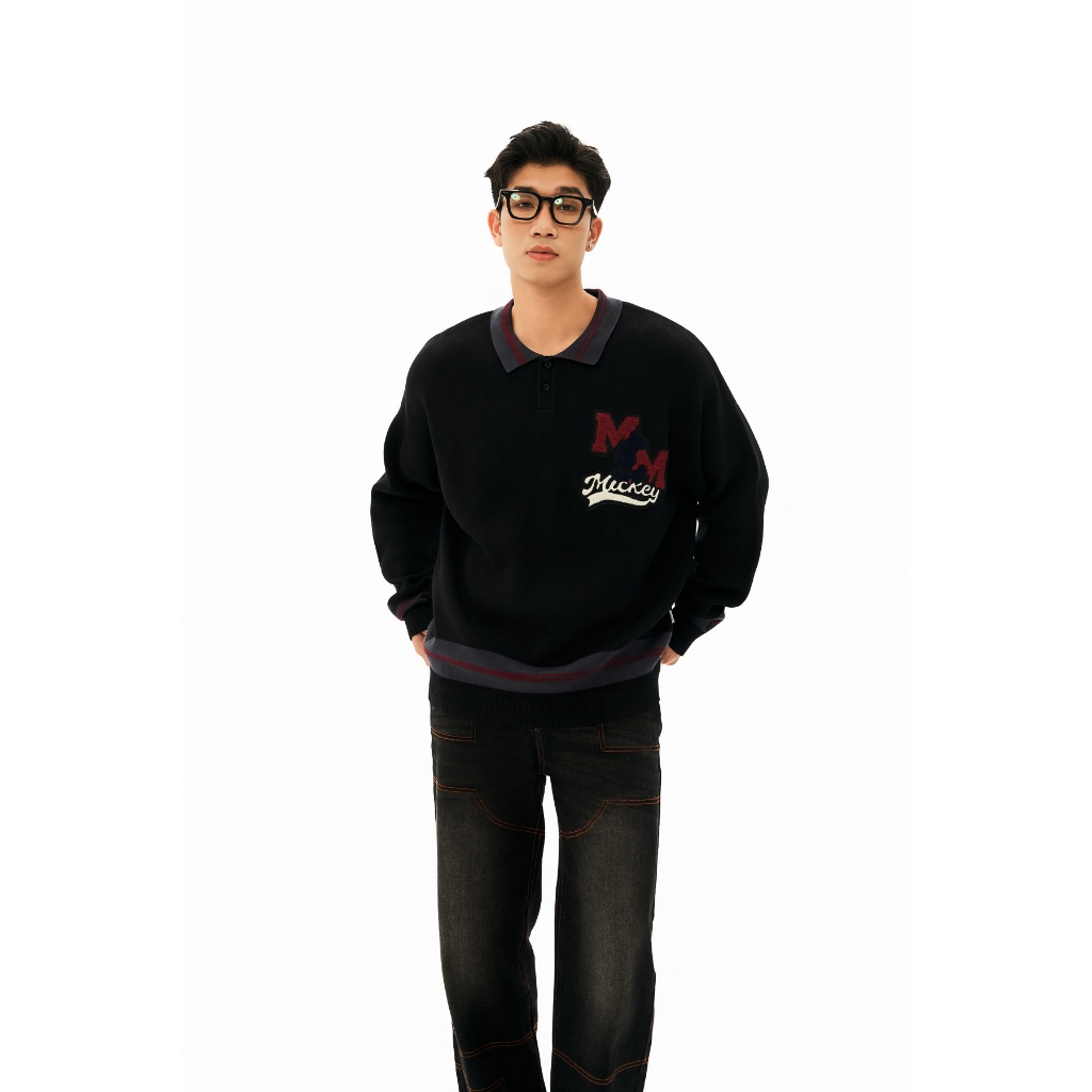 Áo Polo BOO Longsleeve Dáng Oversize Mickey BOOZILLA