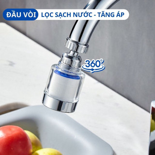 Đầu lọc nước kèm lõi lọc nước vòi bồn rửa bát, bồn tắm, đầu nối vòi tăng áp xoay 360 độ phù hợp cho mọi loại vòi nước