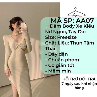 Đầm Body Xẻ Kiểu Nơ Ngực Sang Trọng Phù Hợp Đi Tiệc, Đi Chơi