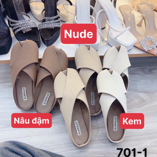   Sale Off  Sục bệt nữ giày sục bệt búp bê đế dẻo quai chéo hở mũi cách điệu 701-1 