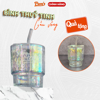  Ly Thuỷ Tinh Cầu Vồng Full Box Kèm Ống hút, 400ml Pams