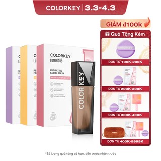  - Combo 1 chai Kem Nền Kiềm Dầu & 3 hộp Mặt Nạ Giấy COLORKEY LUMINOUS Vitamin B5 10 miếng/hộp