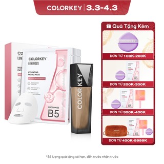  - Combo 1 chai Kem Nền Kiềm Dầu & 1 hộp Mặt Nạ Giấy COLORKEY LUMINOUS Vitamin B5 10 miếng/hộp