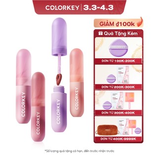 Set 4 thỏi Son Kem Bùn Mousse COLORKEY với Lớp Nhung Finish Trendy 2g màu P103 O106 R107 & 608