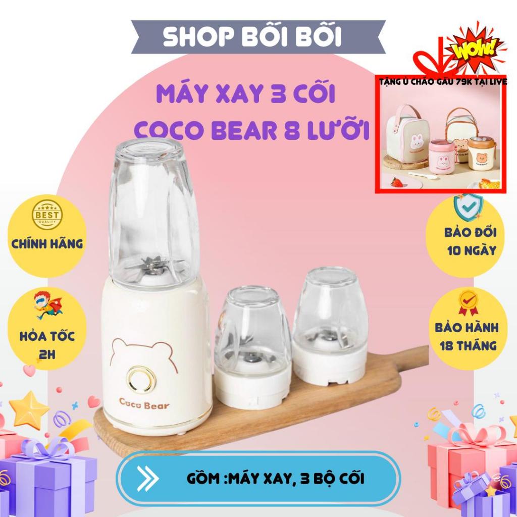 Máy xay 3 cối Coco Bear 8 LUOI cho bé ăn dặm, xay thịt, xay hạt, xay sinh tố