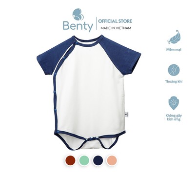 Body chip cài lệch trơn basic BENTY trơn mềm mịn mát, bodysuit thấm mồ hôi tốt bé trai bé gái