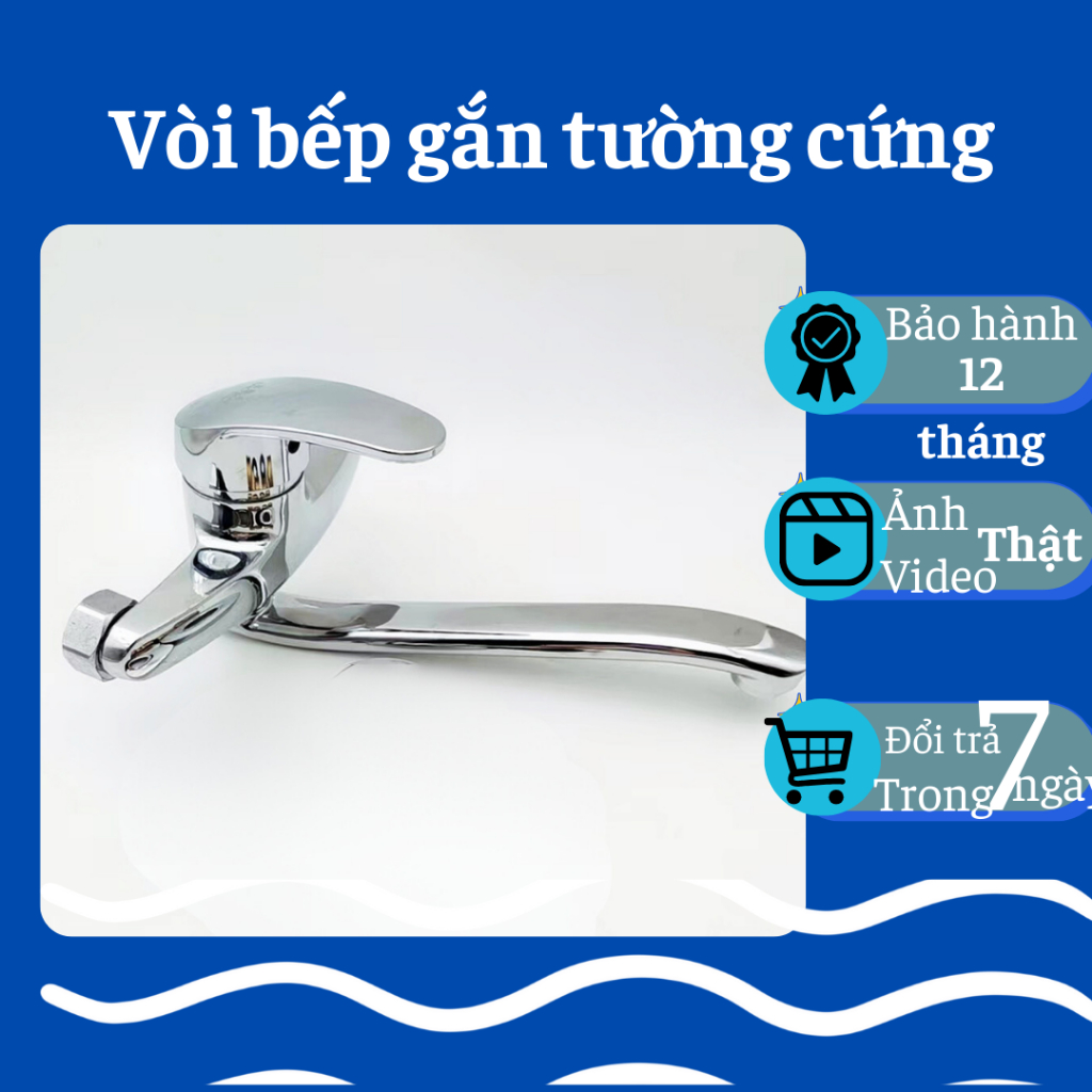 Vòi rửa bát nóng lạnh gắn tường, vòi rửa chén cắm tường nóng lạnh cần cứng