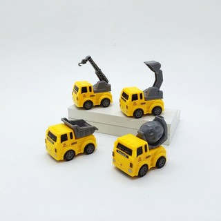 Xe Công Trình Chạy Cót Mini Cho Bé, Mô Hình Xe Giống Thật, Màu Vàng Nhựa An Toàn, Không Ba Via Góc Cạnh