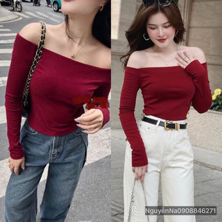 ÁO TAY DÀI BẸT VAI THÂN DÀI THUN RIB XỊN DÀY Mịn Siêu Giãn - ảnh thật shop chụp