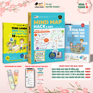 Sách Combo 3 Mindmap Hack 3000 Từ Vựng Tiếng Anh, 360 động từ bất quy tắc, Tiếng anh bắt đầu - TẶNG KHÓA HỌC HITBOOKS