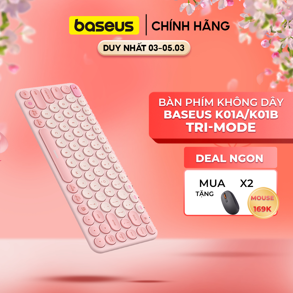 Bàn phím không dây hiệu Baseus K01A/K01B Tri-Mode