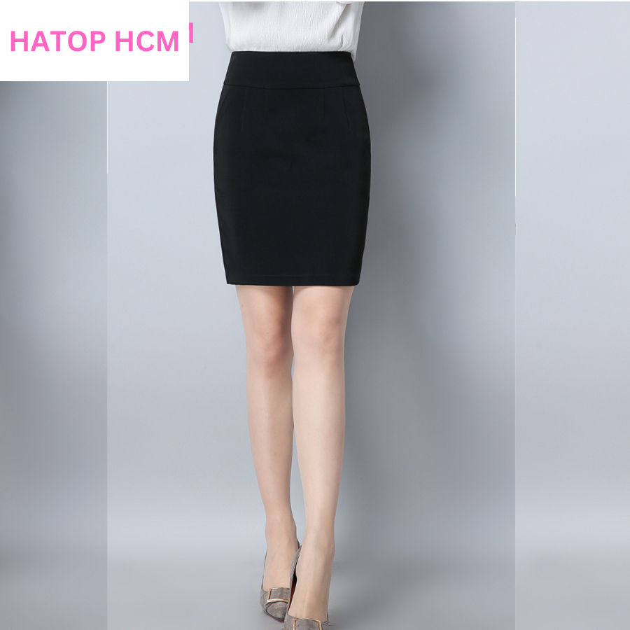 Chân váy ôm công sở thiết kế cơ bản xẻ sau vải tuyết mưa loại 1 màu đen có túi 2 bên VFST302