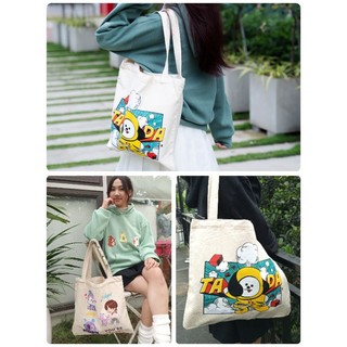 Túi note, túi tote canvas phong cách BTS, Cute, độc đáo.