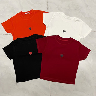 Áo croptop tay ngắn in 1 trái tim nhỏ nhoi bé bỏng