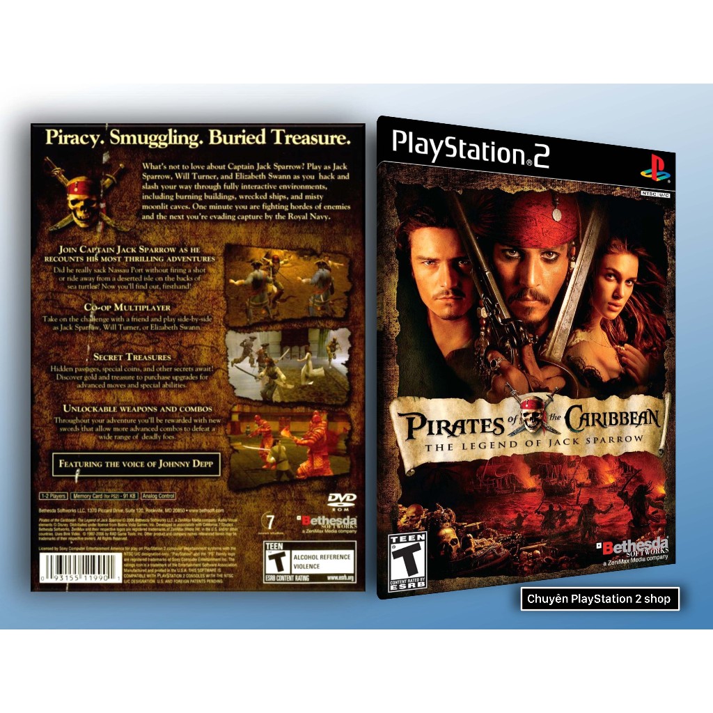 Đĩa game PS2, Pirates of the Caribbean: The Legend of Jack Sparrow (hành động,chạy và Chém) cho máy 