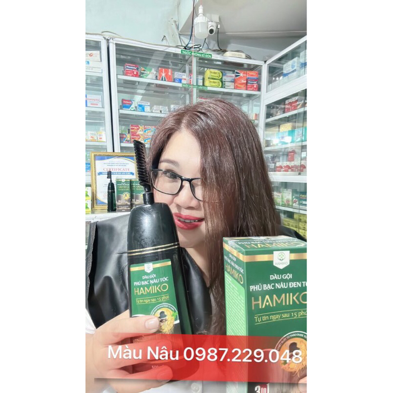 Dầu gội phủ bạc thảo dược Hamiko 500ml màu nâu đen