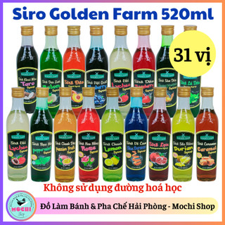 Siro Golden Farm đủ vị 520ml pha soda, trà sữa, nước giải khát, cocktail, rau câu.