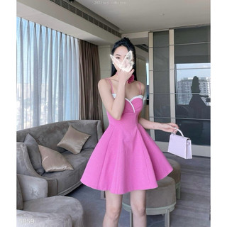 Đầm xoè 2 dây chấp xốp kim cương siêu dễ thương - Free size dưới 54kg