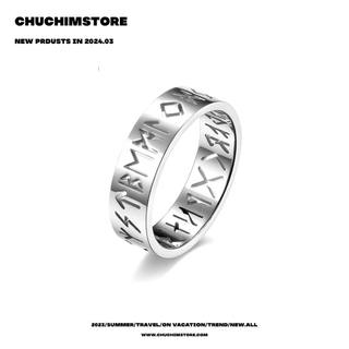 Nhẫn bạc họa tiết chữ rune - thép không gỉ - n069