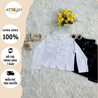 Áo Sơ Mi Tay Dài Cho Bé Trai Và Bé Gái Cổ Bẻ Chất Đũi Viền Chỉ Nổi Thời Trang Từ 9kg Đến 26kg A5 - AYYKAO