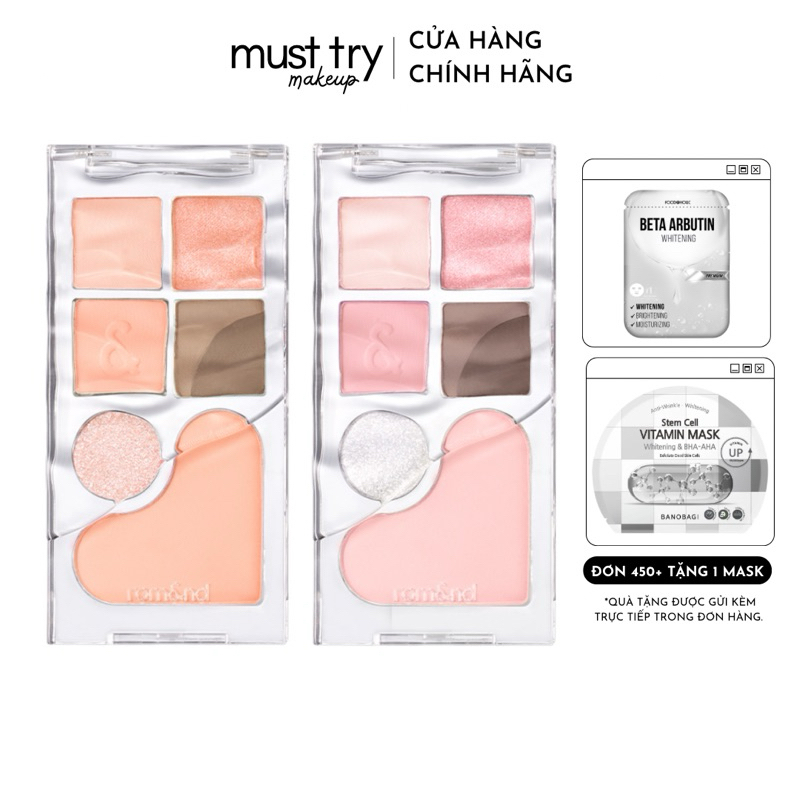 Bảng Phấn Mắt & Má Hồng Romand Bare Layer Palette 14g