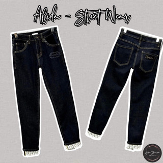 ⚡️ Quần Jeans Di.or Xanh Đậm Phối Chữ Trước Túi - Check Gấu Monogram Sang Trọng - Hàng Loại 1 Quần Bò CD