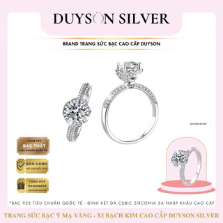Nhẫn bạc Ý 925 mạ vàng trắng nữ đính đá ổ hoa hồng đính kết đá CZ 5A cao cấp DUYSON SILVER [NXK26]